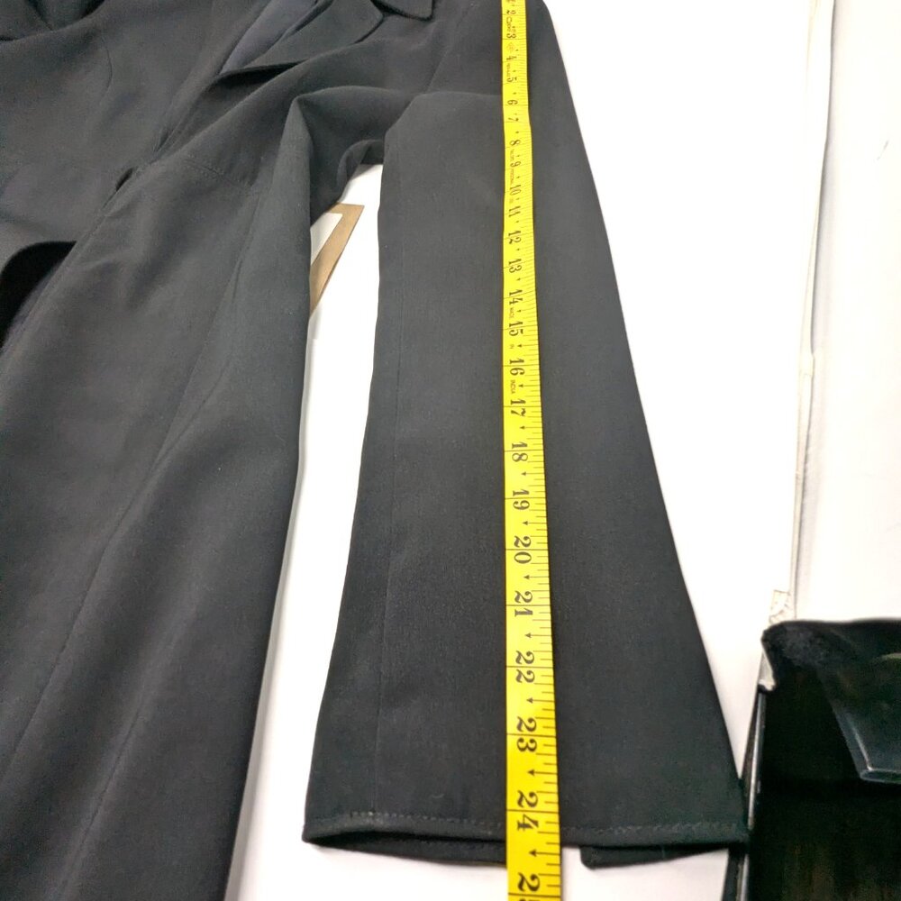 VTG 90s Hennes H&M Womens Long Blazer Jacket Black Sz Med Princess Cut A-Line - Picture 14 of 16